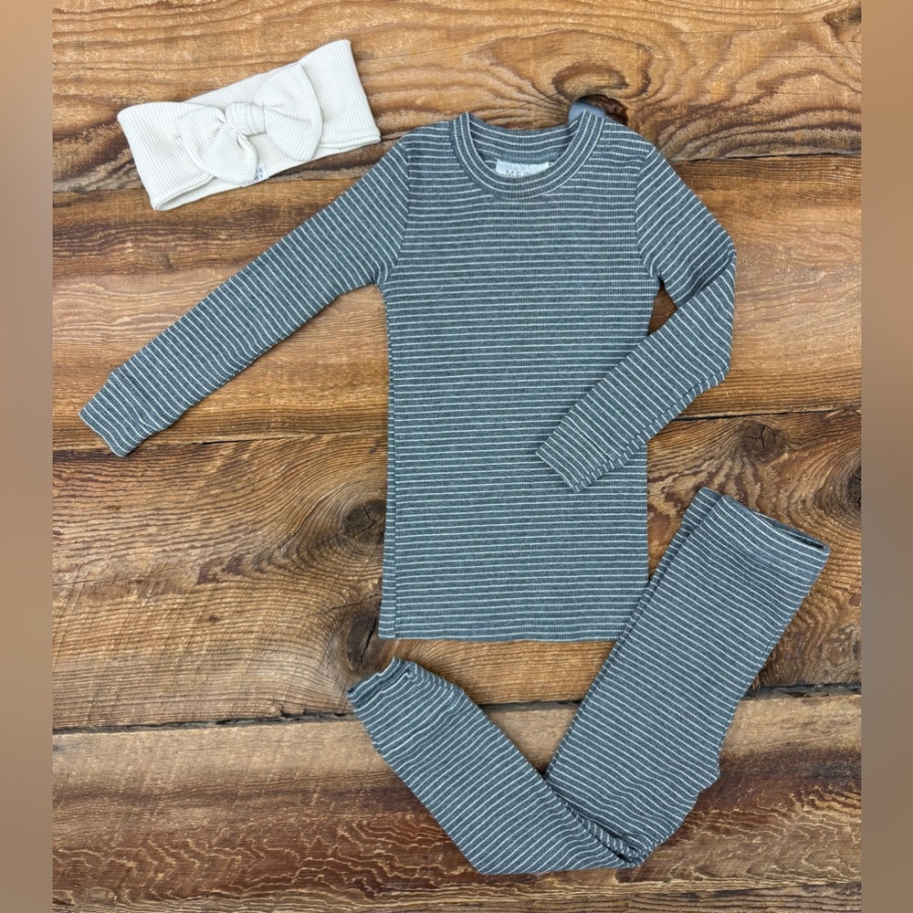 3pc Ribbed Striped Set with Headband